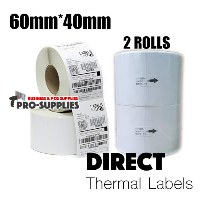 Blank Direct Thermal Labels 60mm x 40mm | 2 Rolls x 950pcs